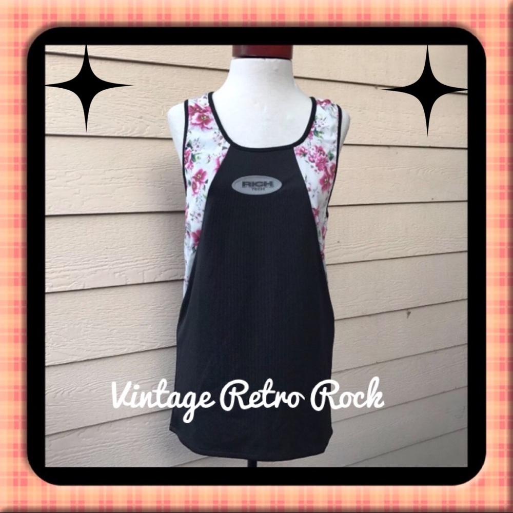 Joyrich Black Floral Tank Women's Athletic